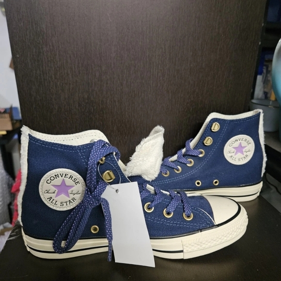 Converse Shoes - Converse Chuck Taylor All Star Women's High Tops Blue, Faux Fur, Size 8
